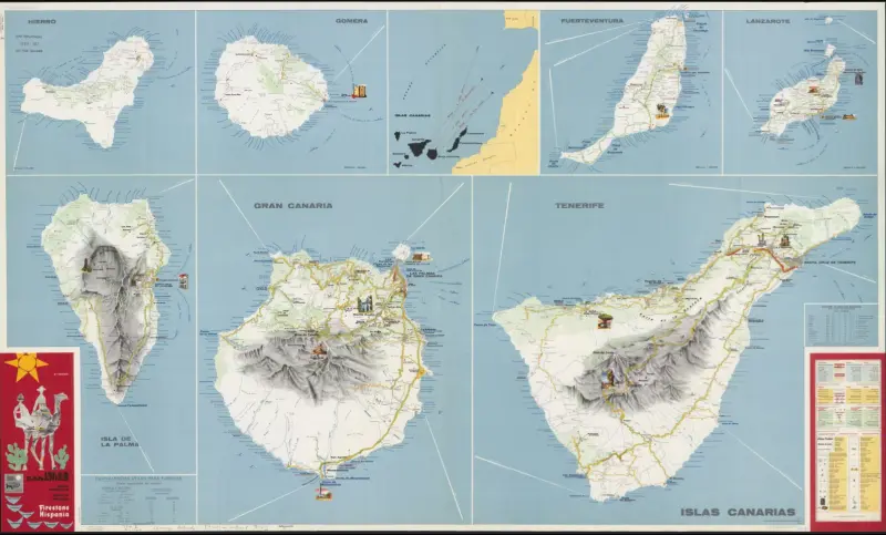 Mapa turístico de las Islas Canarias.